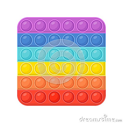 Pop it - antistress toy. Hand toy of square shapes in rainbow color with rubber push bubbles. Pop it fidgets. Vector Vector Illustration